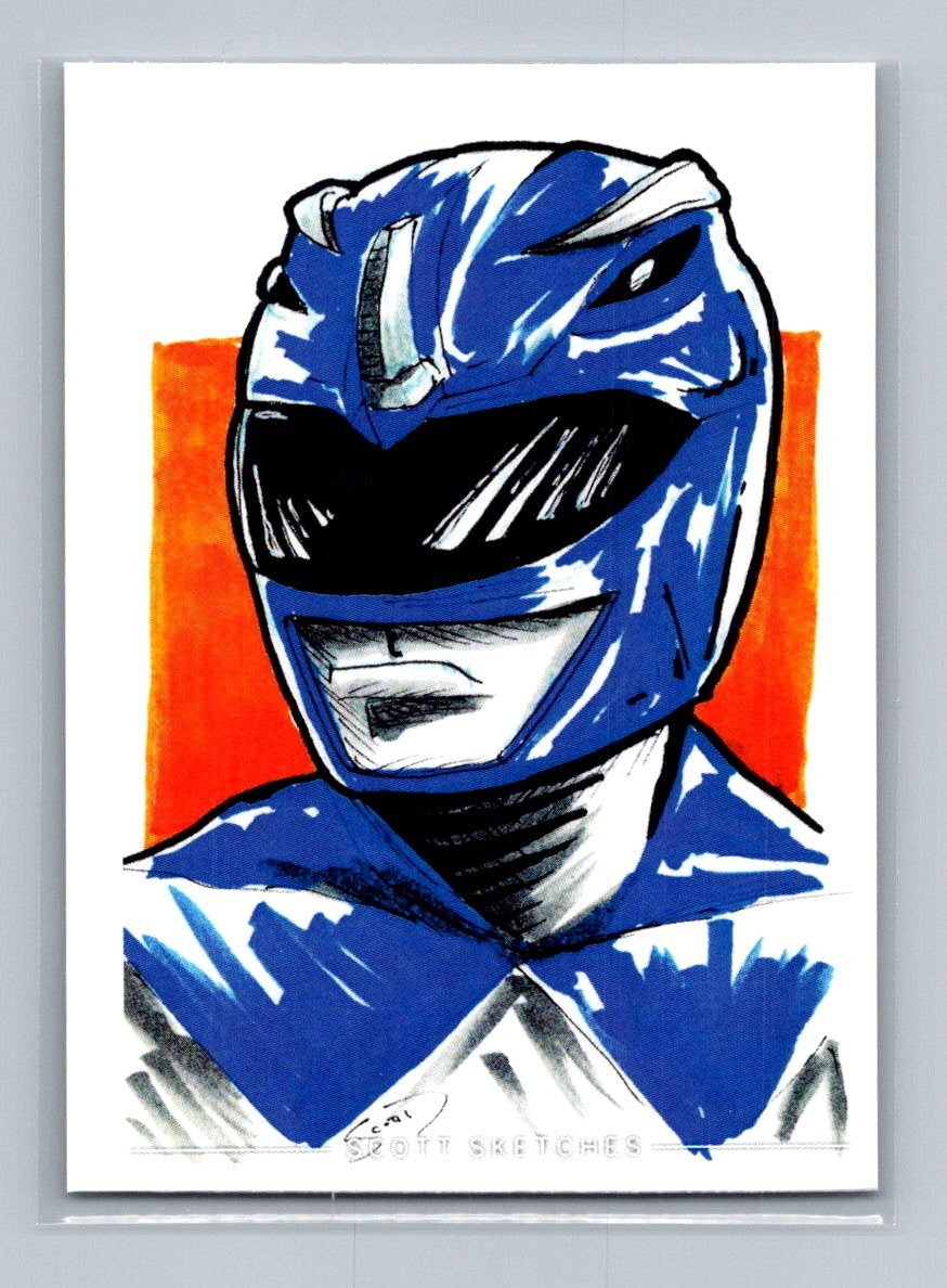 Power Ranger, Blue - Scott Sketches Trading Card Print Fan Art