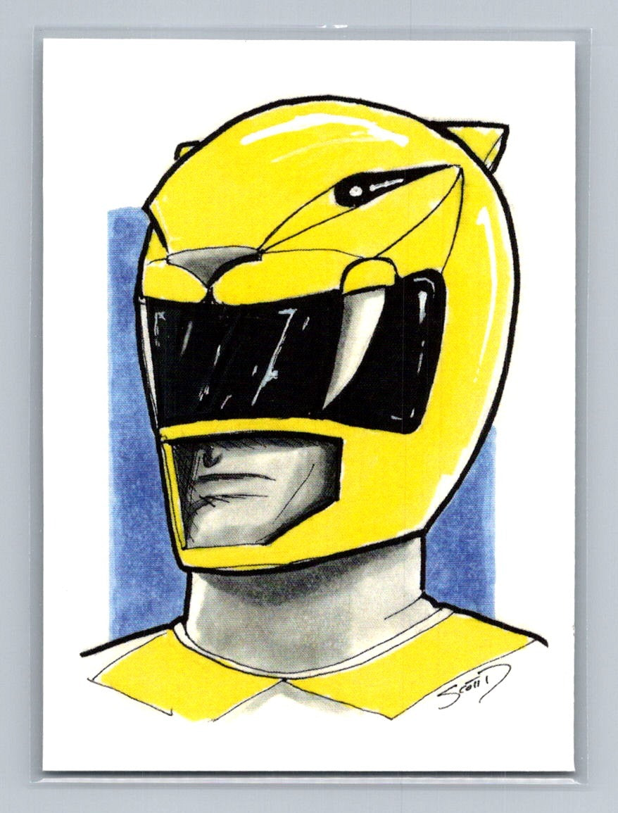 Power Ranger, Yellow - Scott Sketches Trading Card Print Fan Art