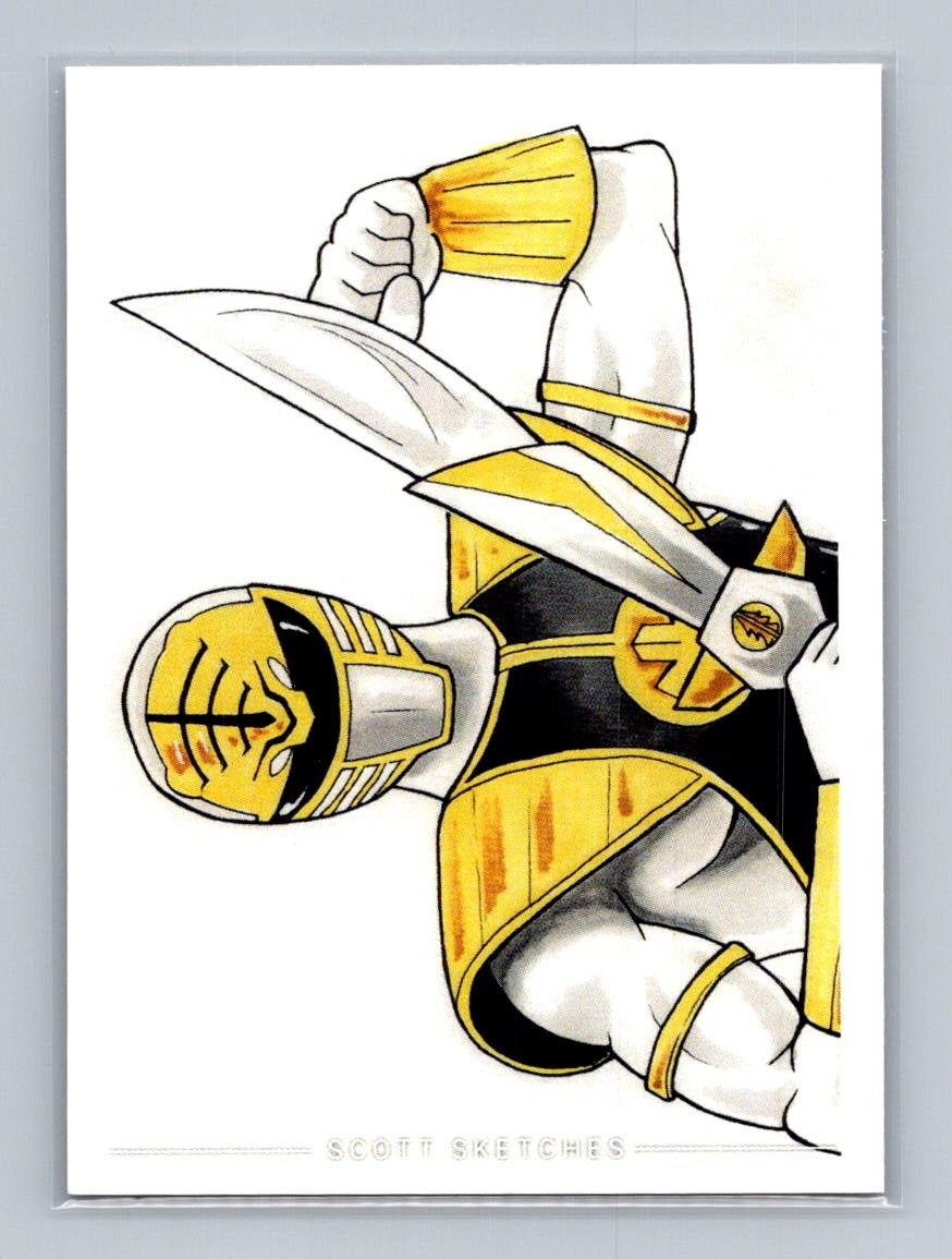 Power Ranger, White - Scott Sketches Trading Card Print Fan Art