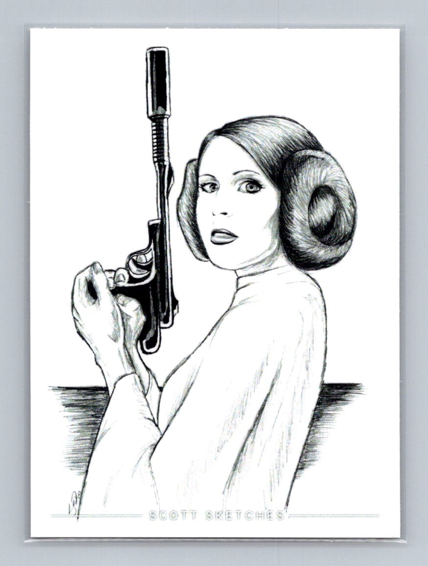 Princess Leia - Pencil - Scott Sketches Trading Card Print Fan Art