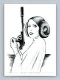 Princess Leia - Pencil - Scott Sketches Trading Card Print Fan Art