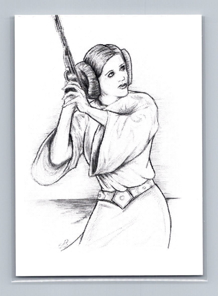 Princess Leia - Pencil 2 - Scott Sketches Trading Card Print Fan Art