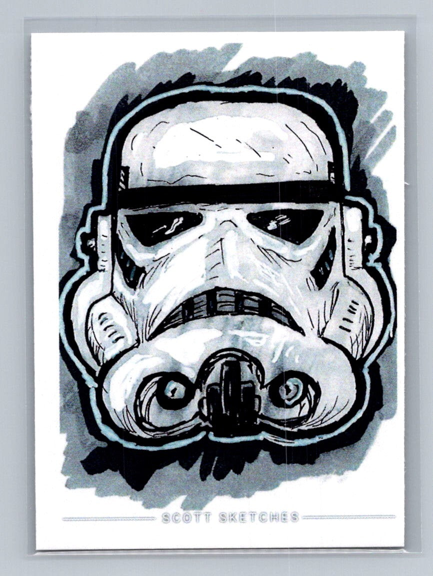 Storm Trooper - Helmet - Scott Sketches Trading Card Print Fan Art
