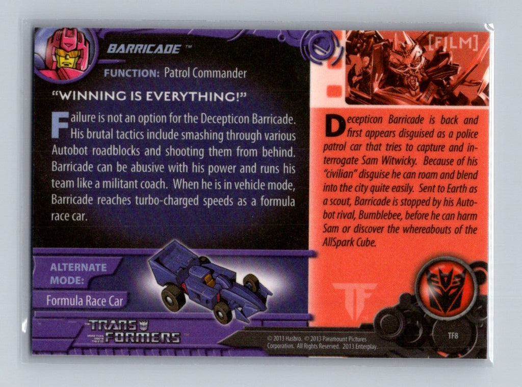 2013 Breygent Transformers Optimum - Barricade #TF8 G1 Foil