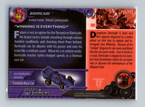 2013 Breygent Transformers Optimum - Barricade #TF8 G1 Foil