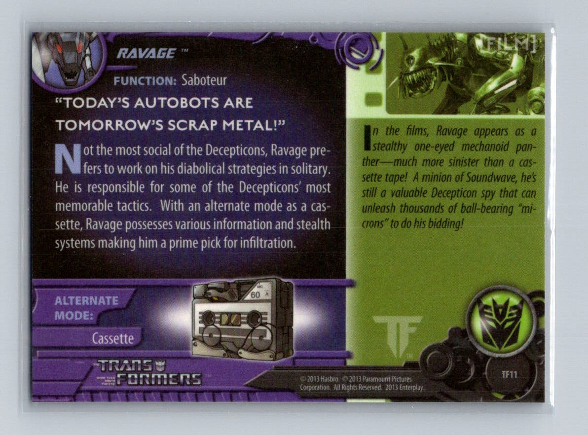 2013 Breygent Transformers Optimum - Ravage #TF11 G1 Foil