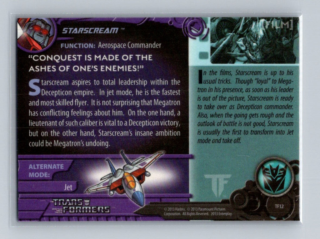 2013 Breygent Transformers Optimum - Starscream #TF12 G1 Foil